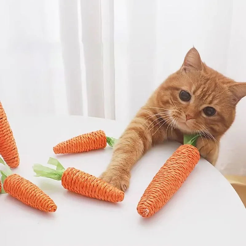 2024 Novos Brinquedos para Gatos Cenoura Sonora Bastão de Pelúcia para Gatos Desde Fun Fun Bastão de Mordedura para Gatos Anti-mordida Arranhador para Gatos Suprimentos para Animais de Estimação