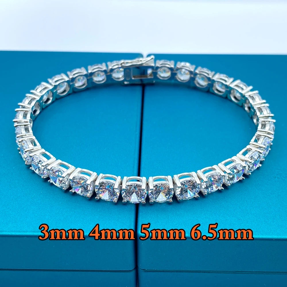SEMNI 3mm 4mm 5mm 6.5mm Moissanite Diamond Tennis Bracelet for Women Men Certificate 925 Sterling Silver Luxury Fine Jewelry