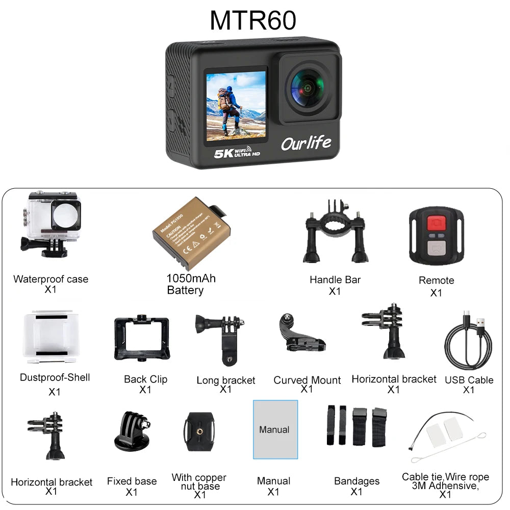 Ourlife 5K30FPS Action - Camera 2.0'' - Touch LCD 170°