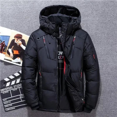 -20 Graus Casaco de Inverno Masculino Pato Branco Down Parkas Jaqueta Masculina Grossa Quente Neve Parka Jaqueta Sobretudo Corta-Vento Parkas Quentes