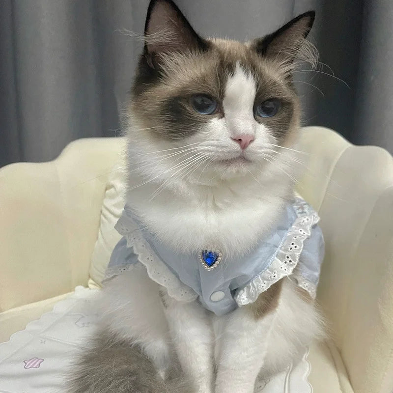 Pet Rhinestone Collar Adjustable Cat Princess Pendant Pearl Necklace Dog Sweet Decorations Puppy Gem Jewelry Accesorios