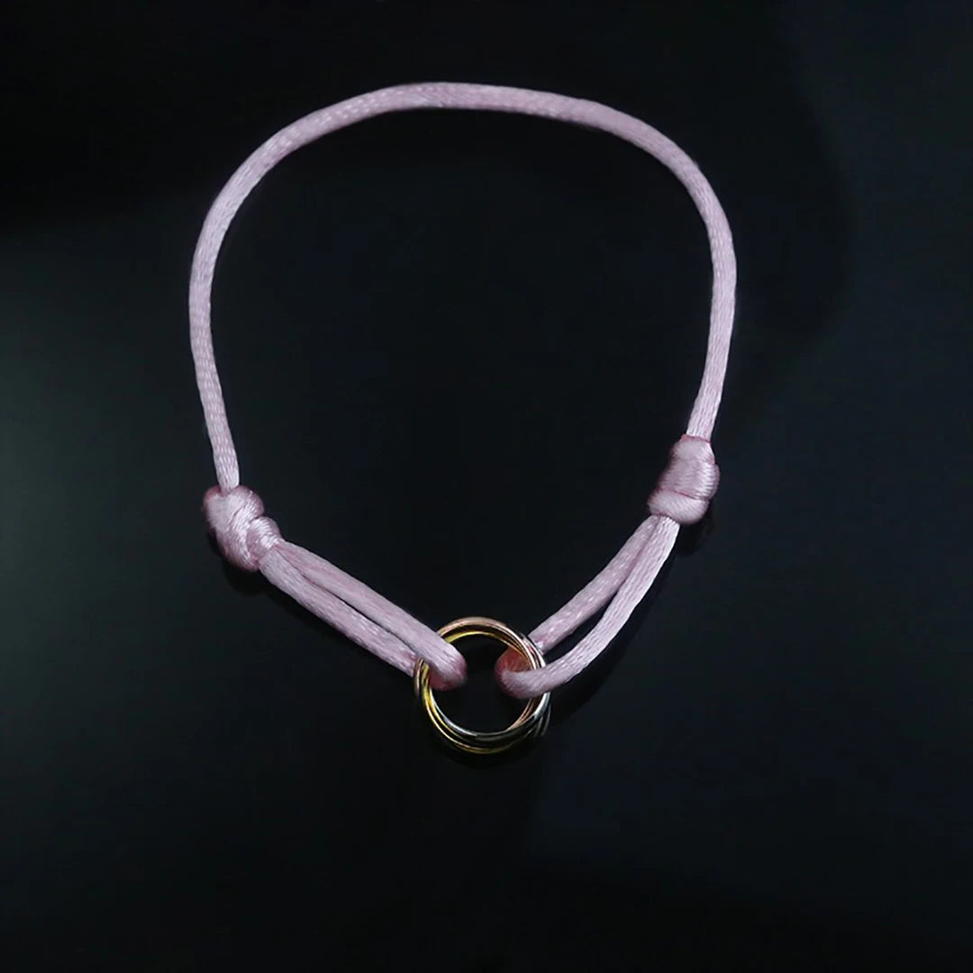 S925 Sterling Silver material three ring three color couple lucky bracelet. French luxury jewelry