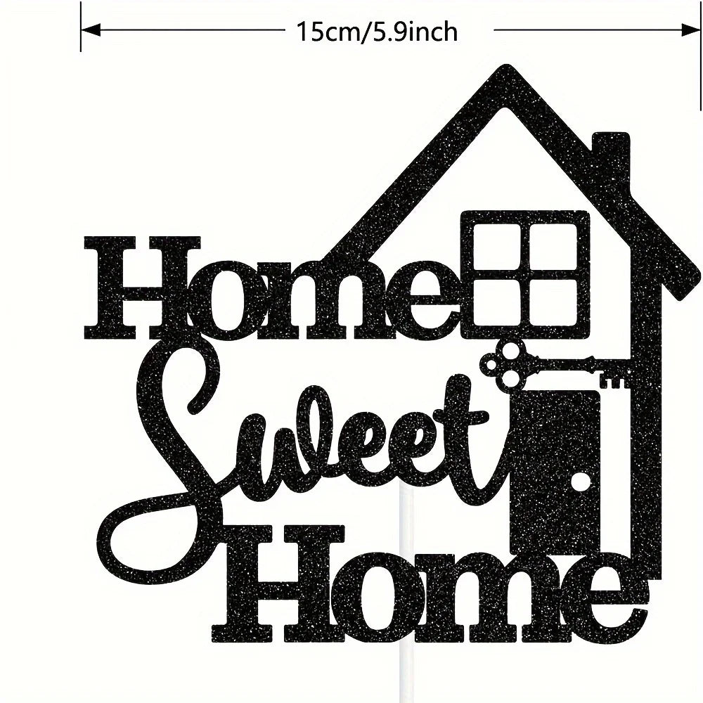 WonderNest Home Sweet Home Decoração de topo de bolo preto