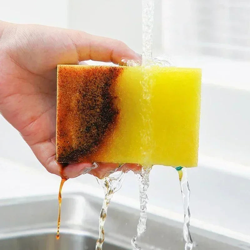 50/1Pcs Kitchen Dishwashing Sponge Soft Absorbent Clean Rub Pot Rust Scouring Pad Removing Kits Household Cleaning Brush Sponge