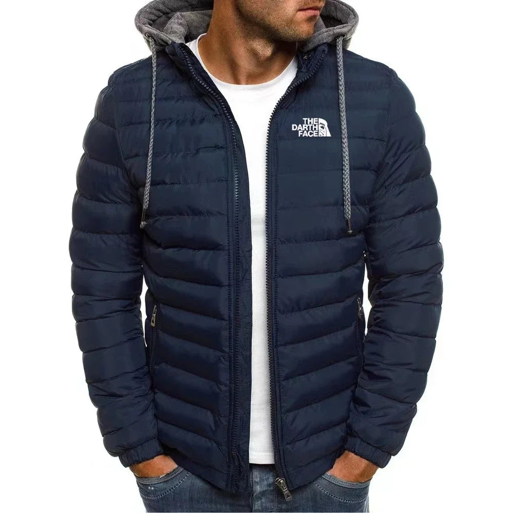 casual outdoor winter men's warm zipper street business travel slim fit fashionable hooded jacket