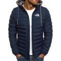 casual outdoor winter men's warm zipper street business travel slim fit fashionable hooded jacket