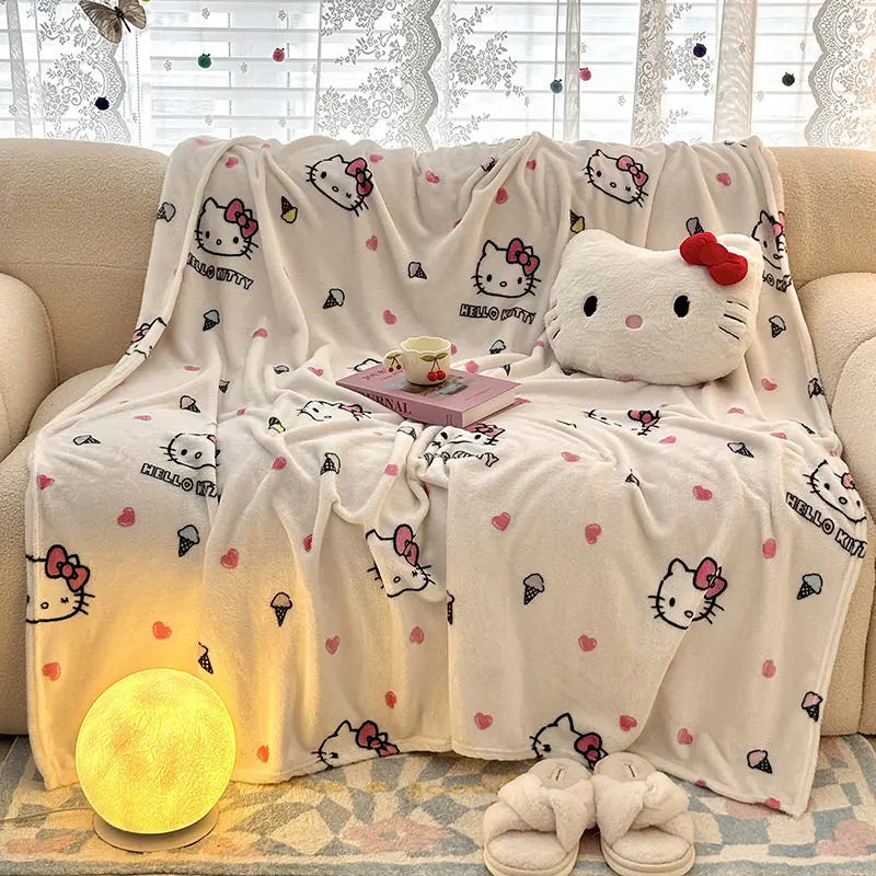Kawaii Cute Cinnamoroll blanket Throw Furry Winter Blankets for Adults Bedding Home Interior Fluffy Plaid Sofa Knee