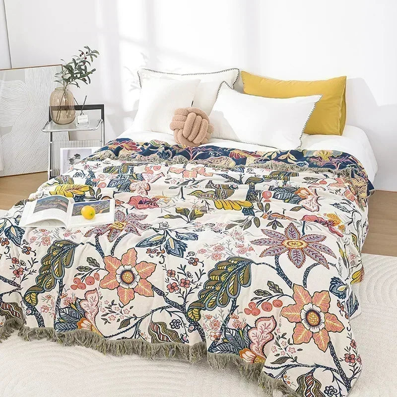 Japanese Throw Blanket Cotton Double Sided Sofa Cover Sofa Cushion Leisure Blanket Bedspread Four Seasons Cooling Quilt Sheet