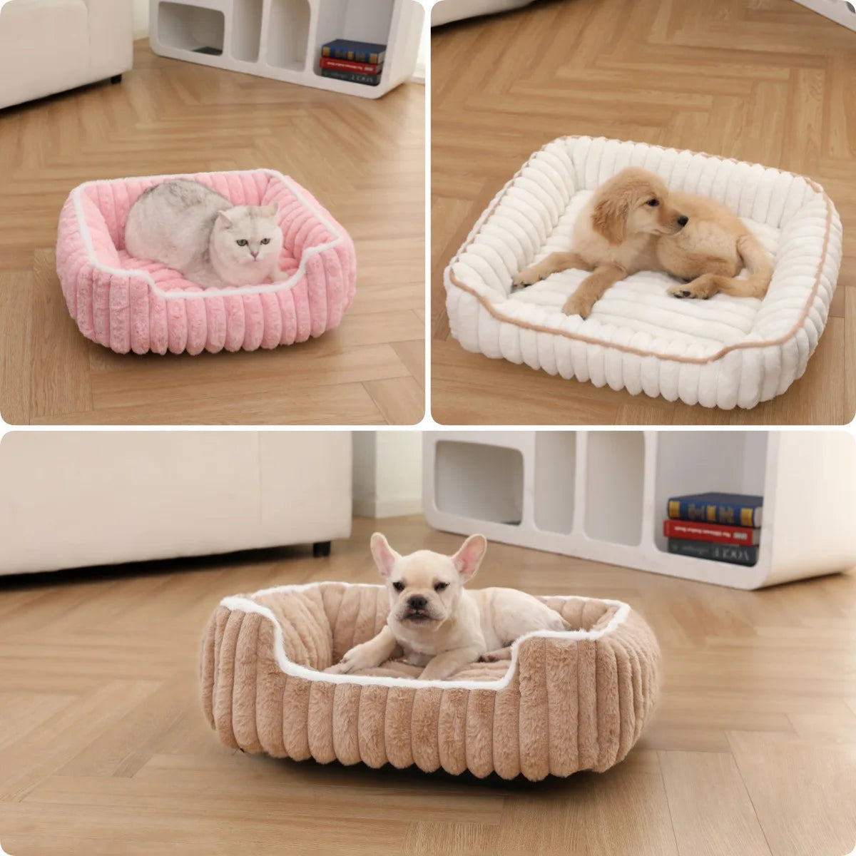 Plush Rabbit Fur Pet Bed Thickened Square Soft Comfortable