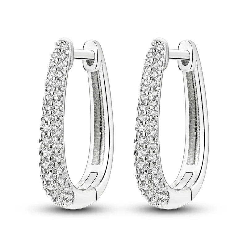 Love Heart Earrings 925 Sterling Silver Original Shining Zircon Heart Hoop Earrings For Women Wedding Anniversary Jewelry Gift
