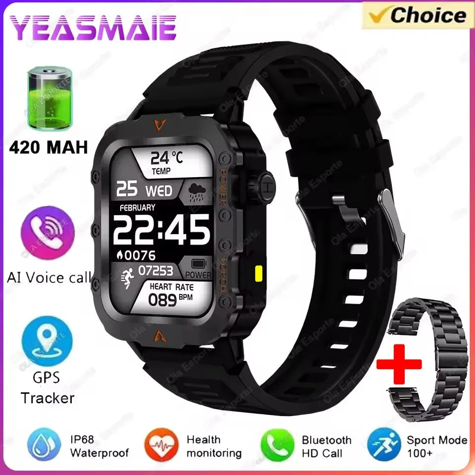 2025 Novo Smartwatch Masculino Militar Esportivo GPS para Uso Externo com Monitor Cardíaco do Sono Impermeável Compatível com iOS Android