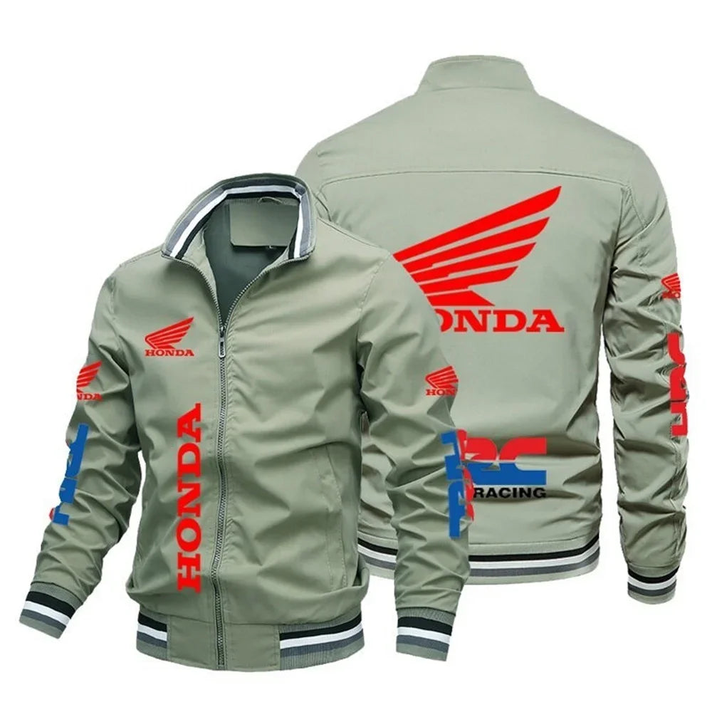 Honda Moto 2025 Nova Jaqueta de Motocicleta Padrão Jaqueta Bomber Baseball Moto Top Masculino