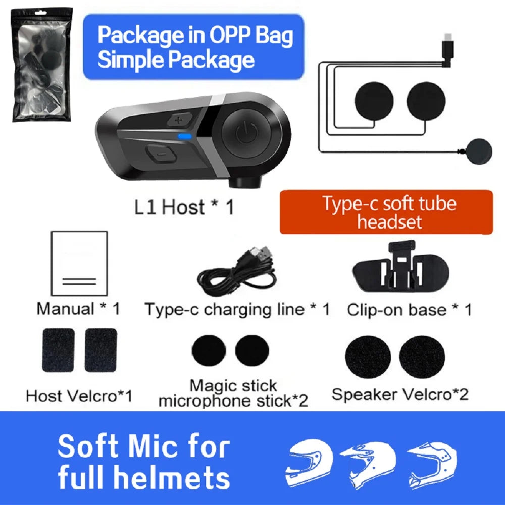 Bluetooth 5.3 Capacete Fone de Ouvido Sem Fio Chamada Mãos-Livres Kit Telefone Motocicleta À Prova D'água Fone de Ouvido Música Speaker Moto