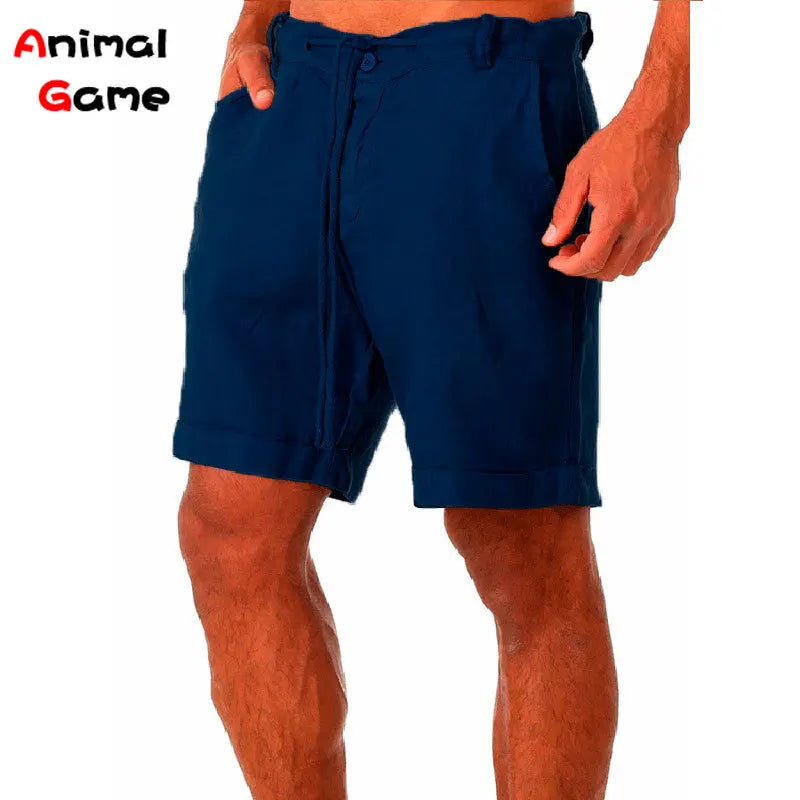 Moda Verão Masculina Shorts de Linho Masculino Shorts de Praia de Algodão Masculino Novo Selvagem Lazer Solto Sólido Shorts Cargo para Homens Shorts de Moletom