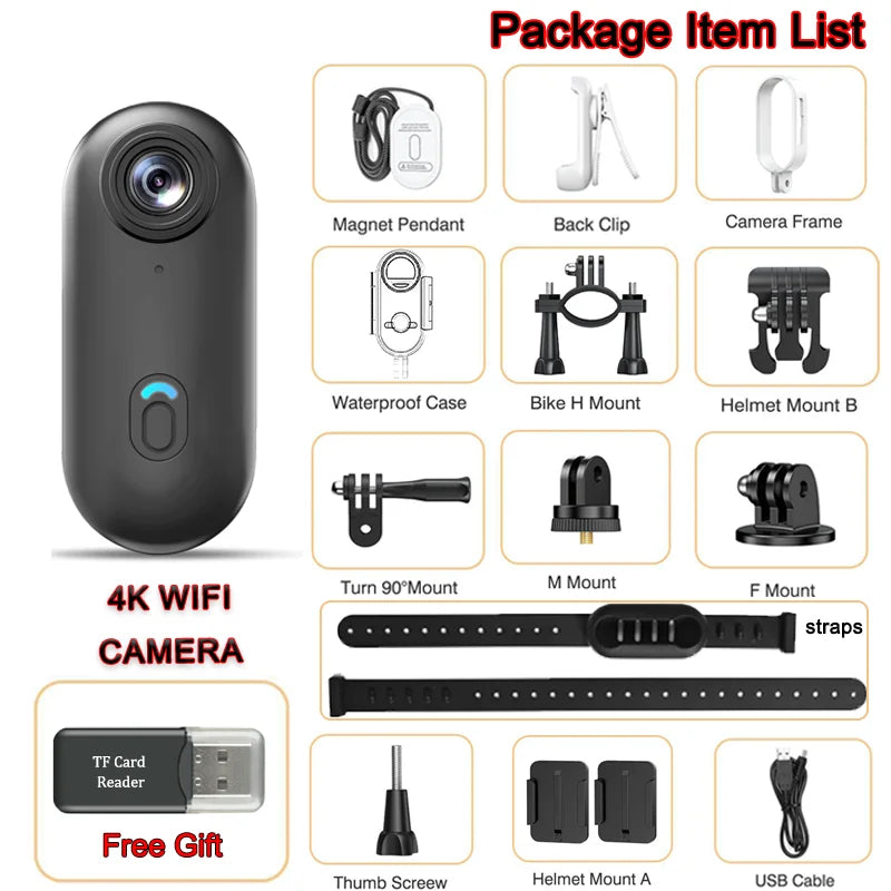 Pocket 4K Mini - Camera Magnetic - Vlog Outdoor Sports