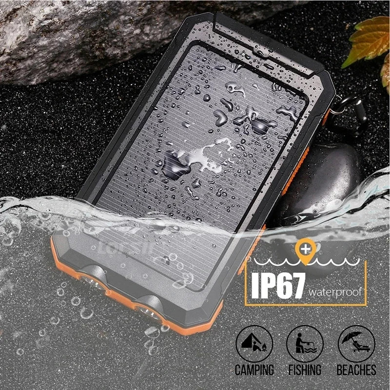 Solar Power Bank 100000mAh Portable Charging Strong LED Light