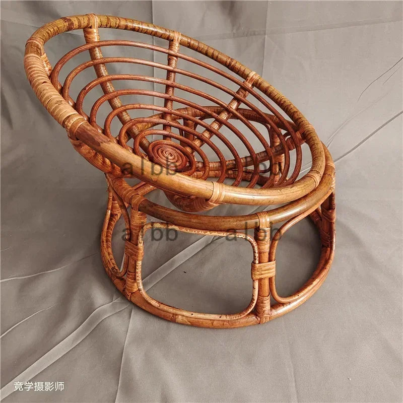 Natural Rattan Cat Bed Chair Handwoven Cat Photography Prop Breathable Wicker Cat Basket Elevated Round Cat Nest for Indoor Cats