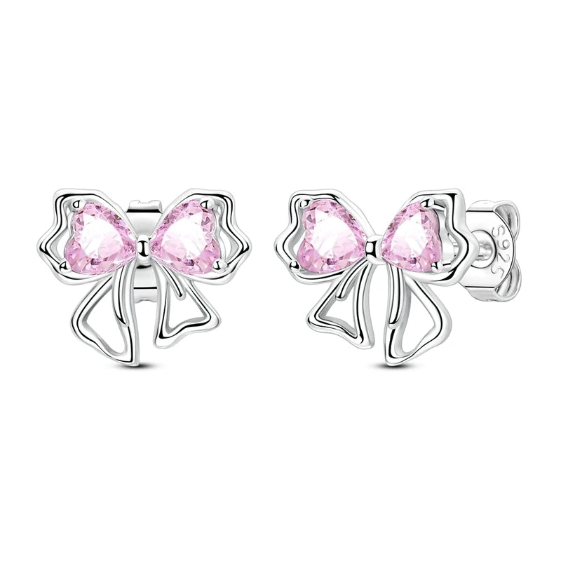 Lucky Clover Earrings 925 Silver Original Zircon Butterfly Dragonfly Chameleons Bee Flower Earrings For Women Jewelry Gift