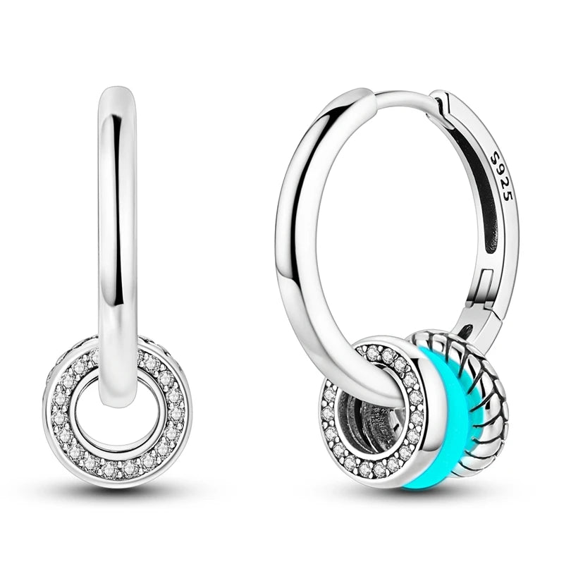 Orstarry 925 Sterling Silver Crystal Circular Eardrops Drop Earrings Women Earrings Charm Fashion Versatile Party Jewelry Gifts