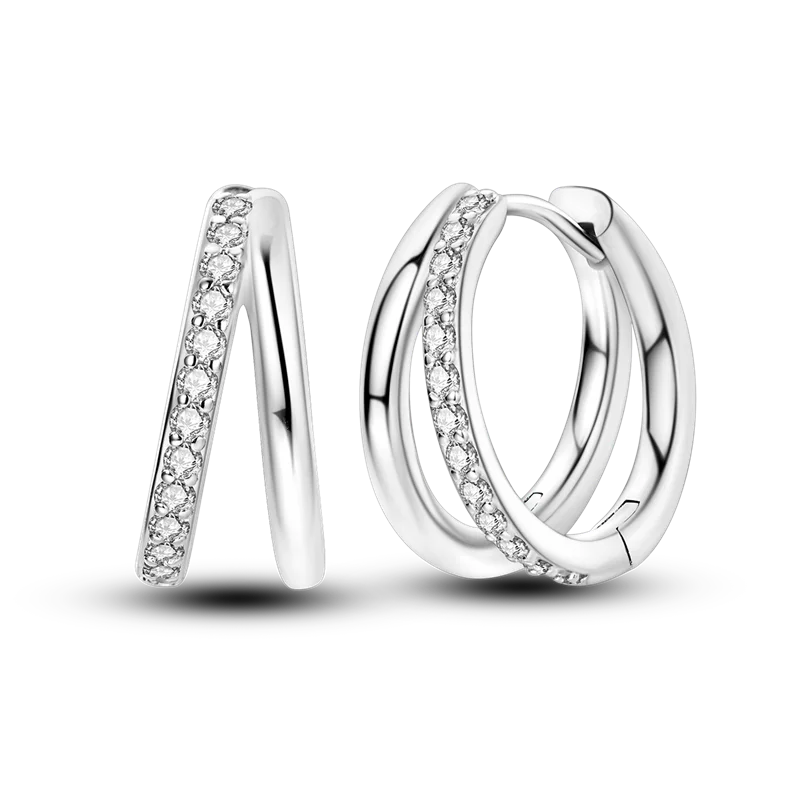 Orstarry 925 Sterling Silver Crystal Circular Eardrops Drop Earrings Women Earrings Charm Fashion Versatile Party Jewelry Gifts