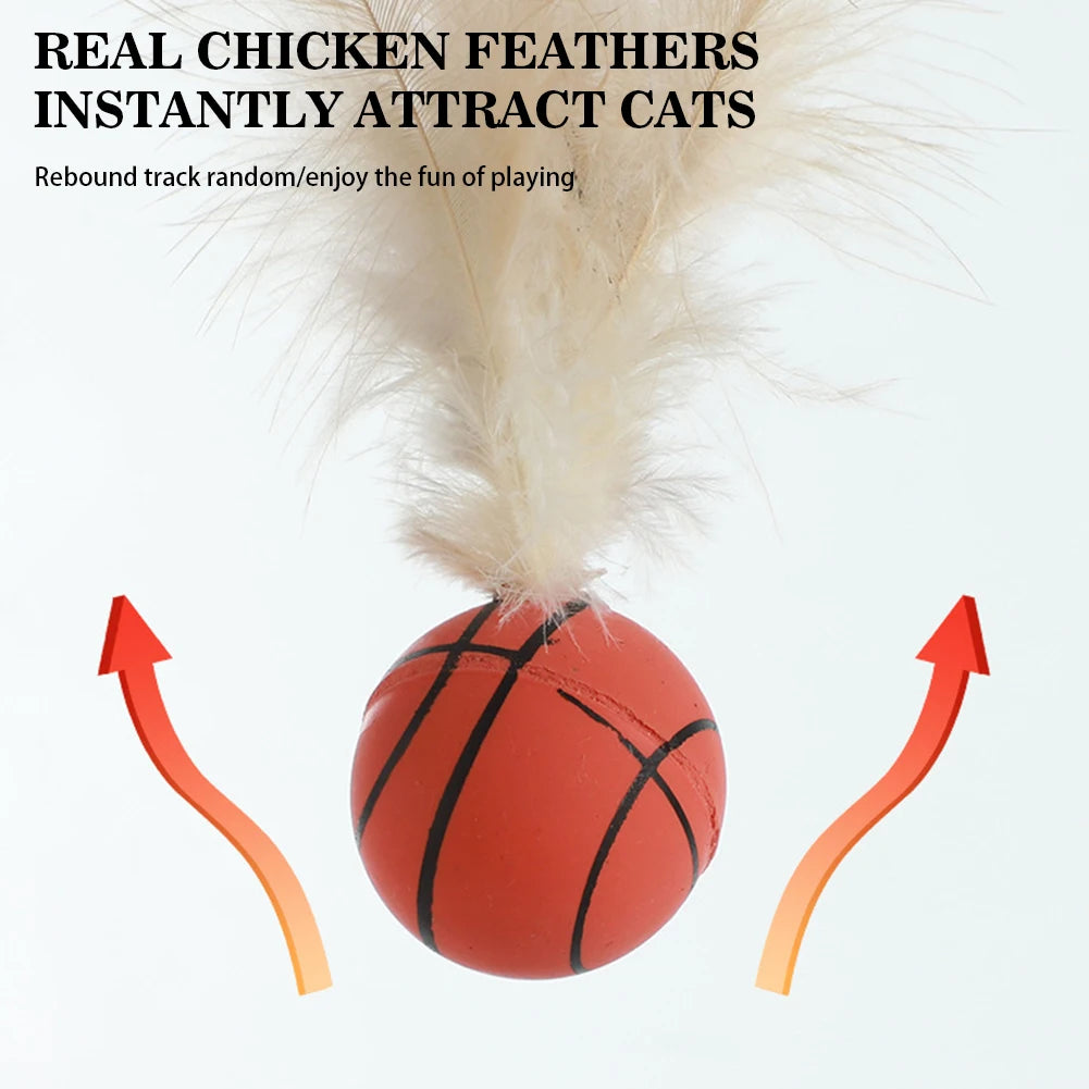Cat interactive self fun ball, toy indoor feather bouncing ball, high rebound pet flutter ball, pet accessories