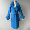 Jxwatcher Cashmere Lã Casaco Primavera Real Fox Colarinho Casaco de Lã de Trincheira Mulheres Inverno Casaco Quente Venda Longo Estilo Casacos de Lã