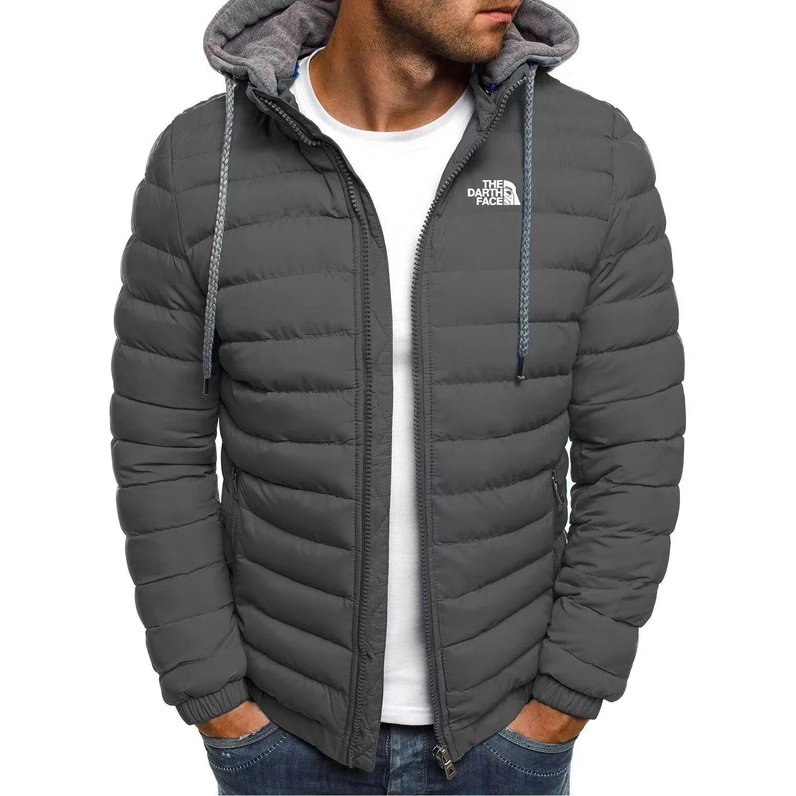 jaqueta masculina de inverno quente casual para atividades ao ar livre com zíper estilo rua negócios viagem slim fit elegante com capuz