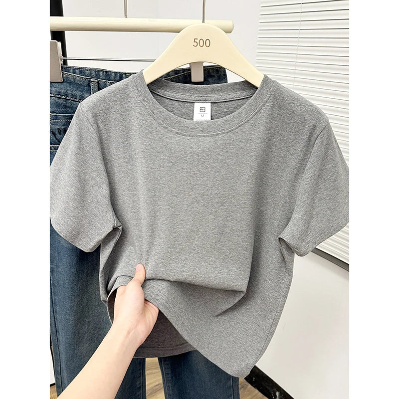 2026 Verão Nova Camiseta Casual de Alta Qualidade Sexy Manga Curta Tendência da Moda Sólida Roupa Feminina Blusas Y2K 1 - verde XXL