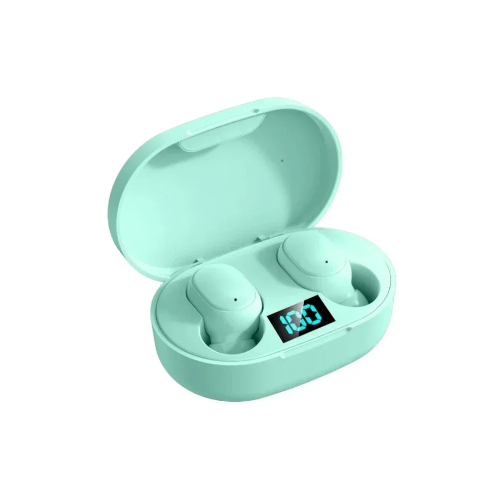 Fones de ouvido sem fio E6S com cancelamento de ruído, à prova d'água, intra-auriculares, estéreo, com estojo de carregamento com tela LED