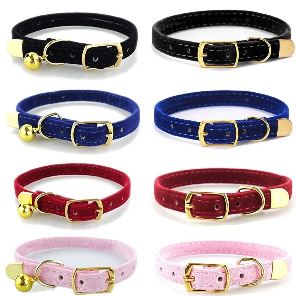 Cute Flocked Cloth Cat Collars Adjustable with Or Without a Bell Cat Tie Durable Pet Supplies Cat Dog