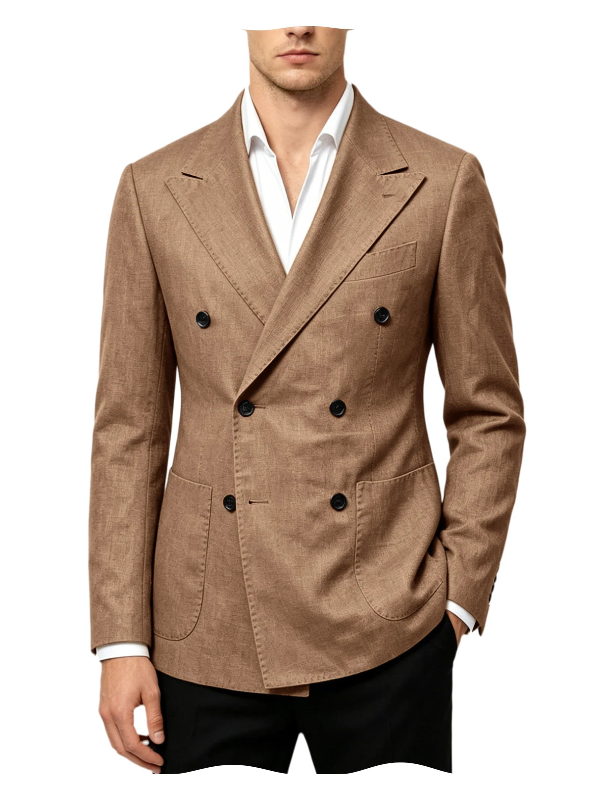 Blazer Masculino de Linho Transpassado Slim Fit Casaco de Terno Casual Negócios Jaqueta Formal para Casamento Noivo Smoking Primavera Verão