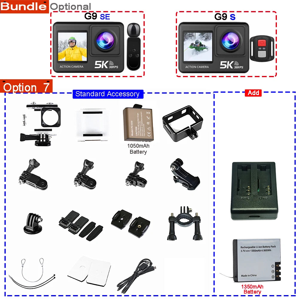 Action Camera 5K - 4K60FPS 50MP - 2.0 Touch EIS