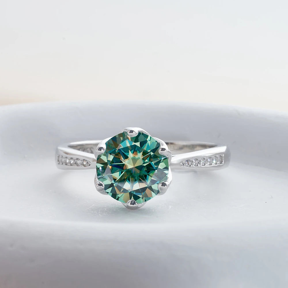 JoyceJelly 3ct Colorful Moissanite Rings with GRA S925 Sterling Silver Luxury Jewelry For Women Timeless Trends Wedding Bands