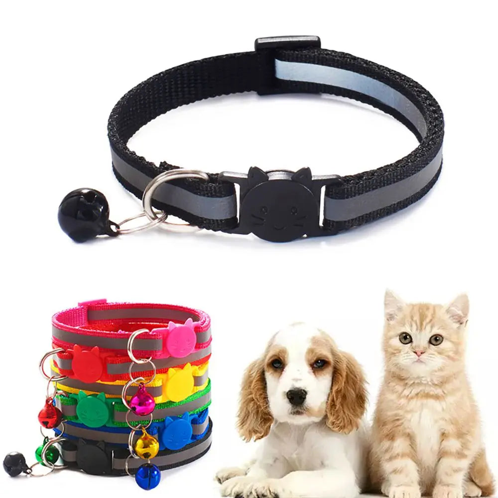 Options Cute Adjustable Size Reflective with Bells Nylon Buckles Pet Accessories Cat Neck Strap Cat Collar Kitten Decor