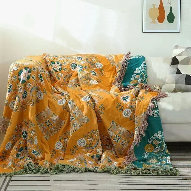 Japanese Throw Blanket Cotton Double Sided Sofa Cover Sofa Cushion Leisure Blanket Bedspread Four Seasons Cooling Quilt Sheet