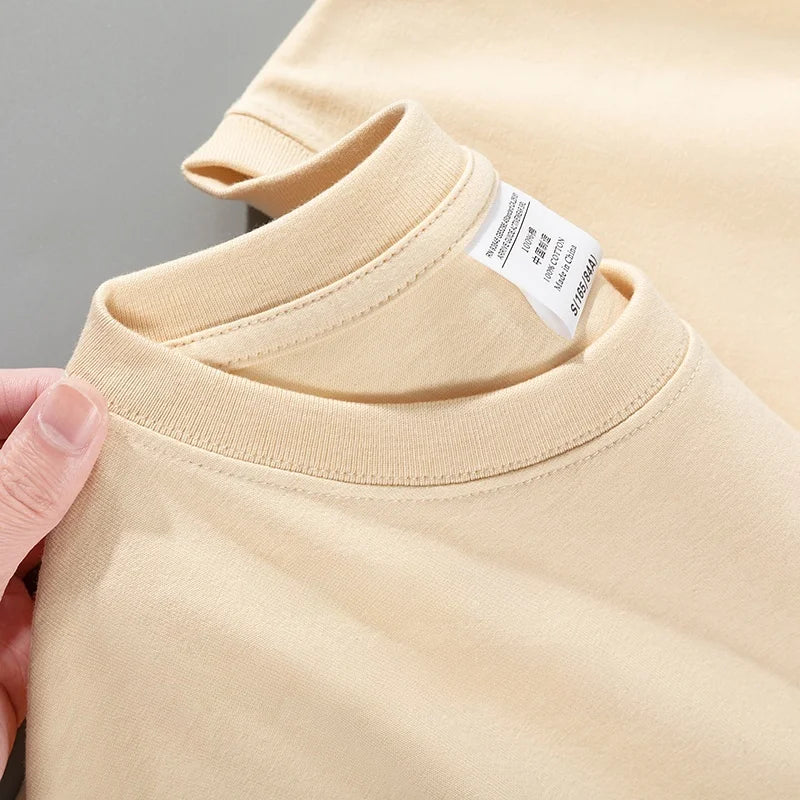 600g Heavyweight Pure Cotton Ort Sve T-irt Ex Summer Loose Casual Versatile  Color Base Irt Top