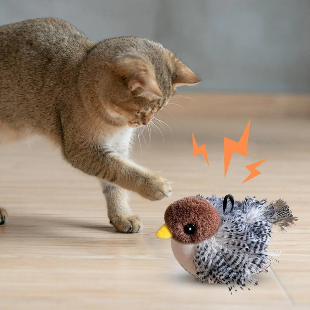 Flappy Bird Cat Toy Cute Flapping Wings Bird Toy for Cats Interactive Kitten Exercise Toy Touch Activated Catnip Toys Sandpiper