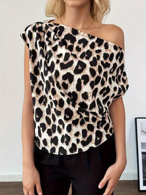 Camisa de Leopardo Moderna de Verão Top Versátil para Todas as Ocasiões Roupa Casual Elegante e de Negócios