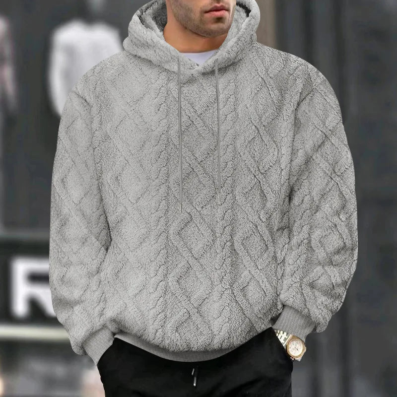 Jaqueta suéter pulôver com capuz e zíper, jaquard de veludo dupla face, tendência esportiva, casual masculina, outono e inverno