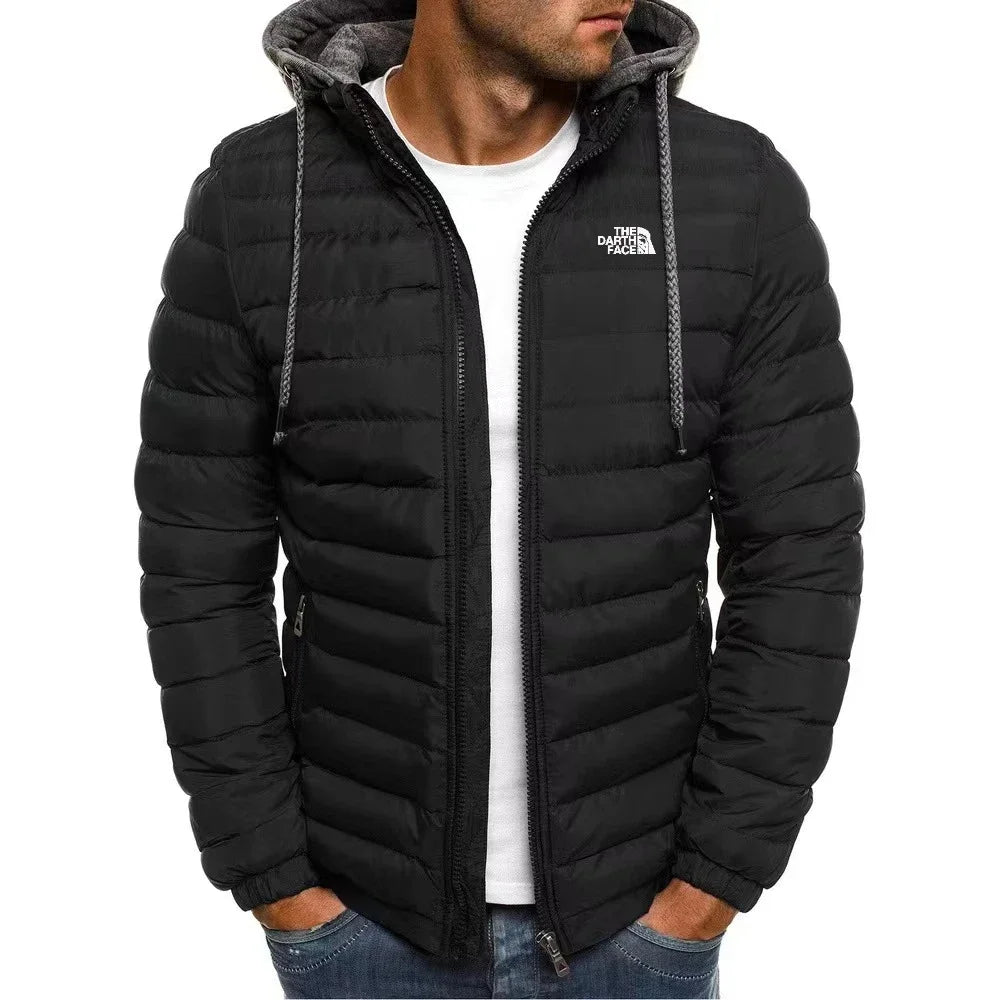 jaqueta masculina de inverno quente casual para atividades ao ar livre com zíper estilo rua negócios viagem slim fit elegante com capuz
