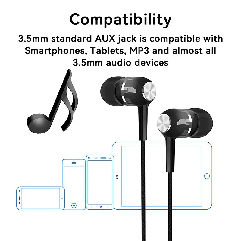 Fone de Ouvido com Fio de 3.5mm Intra-auricular HIFI Super Graves Fones Monitor para Esportes Fone de Ouvido Estéreo para Música e Jogos com Microfone