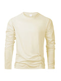 Camisetas Masculinas de Manga Longa Casuais Gola Redonda Que Absorvem a Umidade Camisetas Masculinas Tops Esportivos confortáveis versáteis Camisetas Masculinas