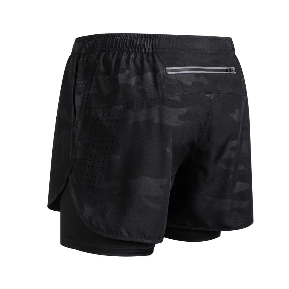 Shorts de corrida refletivos masculinos de verão Fitness de secagem rápida dupla camada shorts masculinos de treino de exercícios de musculação