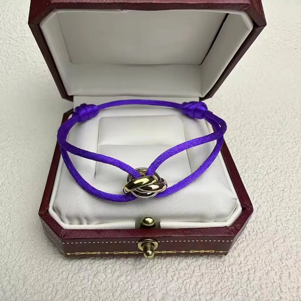 Pulseira de casal clássica de luxo S 925 prata três anéis tricolor cruz. Presentes de Natal. Não desbota. Não causa alergia