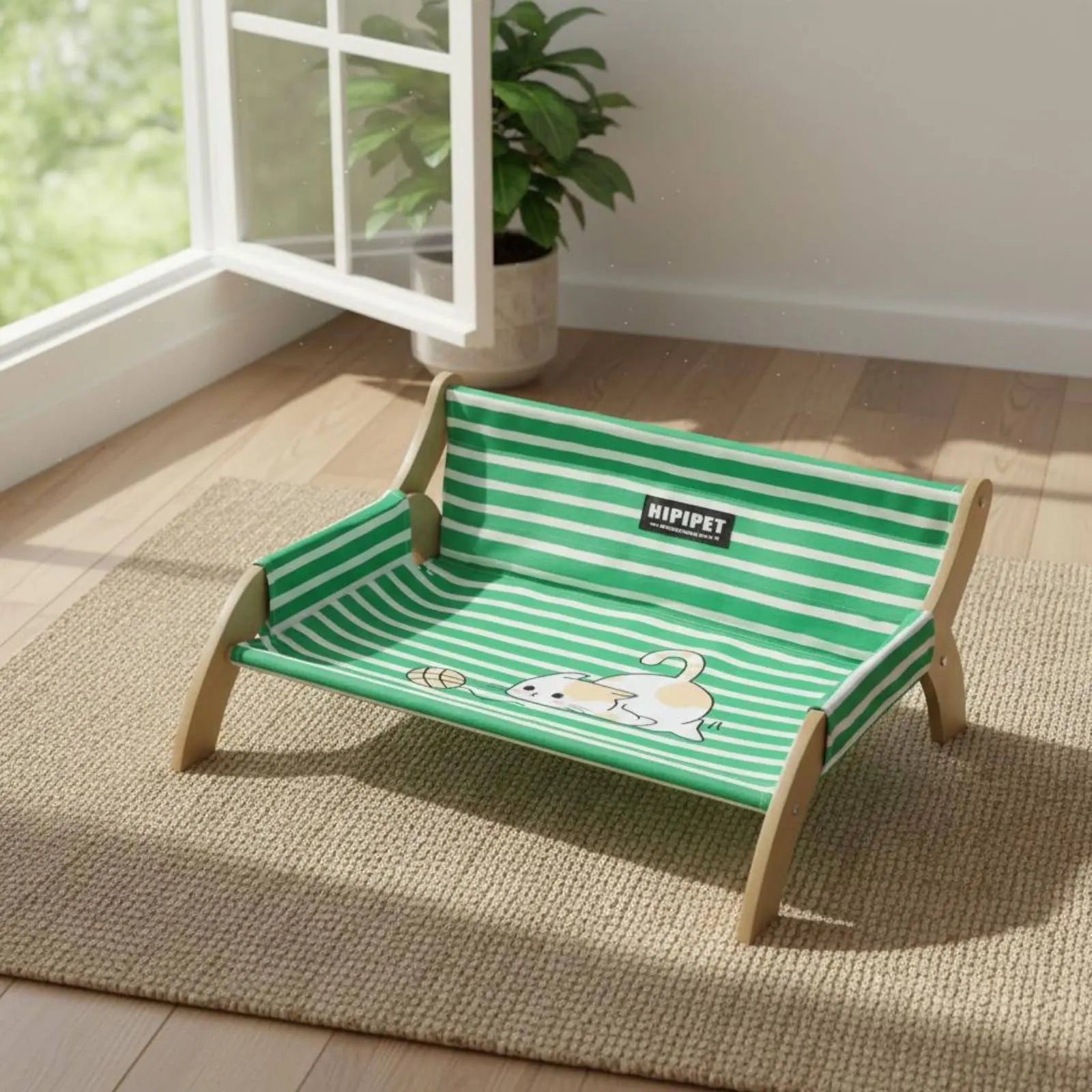 Elevated Pet Bed Breathable Wooden Frame Pet Cot Moisture-Resistant for Summer