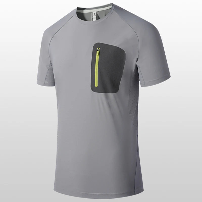 T-shirt men summer new Men's short sleeve t-shirt men solid color stretch Fitness mens casual Quick dry t shirts 8276