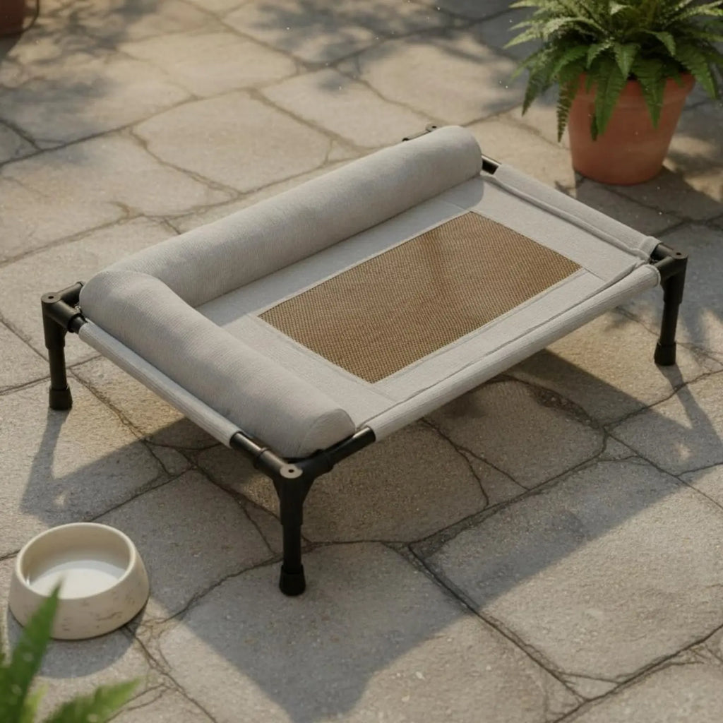 Cama Elevada para Pets Uso em Todas as Estações Cama Elevada para Cães e Gatos Camas Dobráveis para Pets Estrutura Resistente com Suporte para Travesseiro para Felinos, Viagem