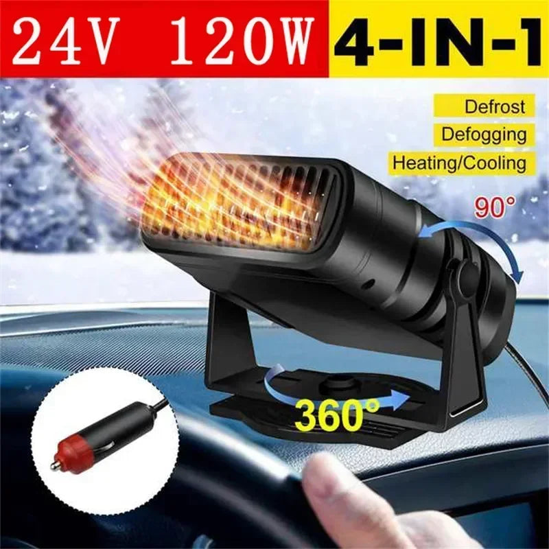 Dual Mode Portable 12V 24V Car Heater Fast Heating Windshield Defroster Demister Anti Fog Dryer Dryer 360° Adjustable Auto Fan