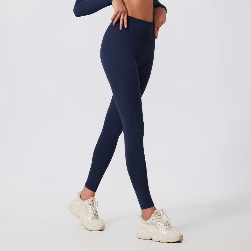 Calça Legging Fitness Feminina Cintura Alta de Treino Calças de Corrida Tights Scrunch Push Up Esportivas Respiráveis Roupa de Yoga