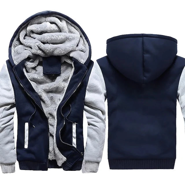 Jaqueta Masculina Inverno Camuflada Fleece Grossa Capuz Masculino Manga Comprida Casaco Casual Zíper Moletom Streetwear Casacos Masculinos